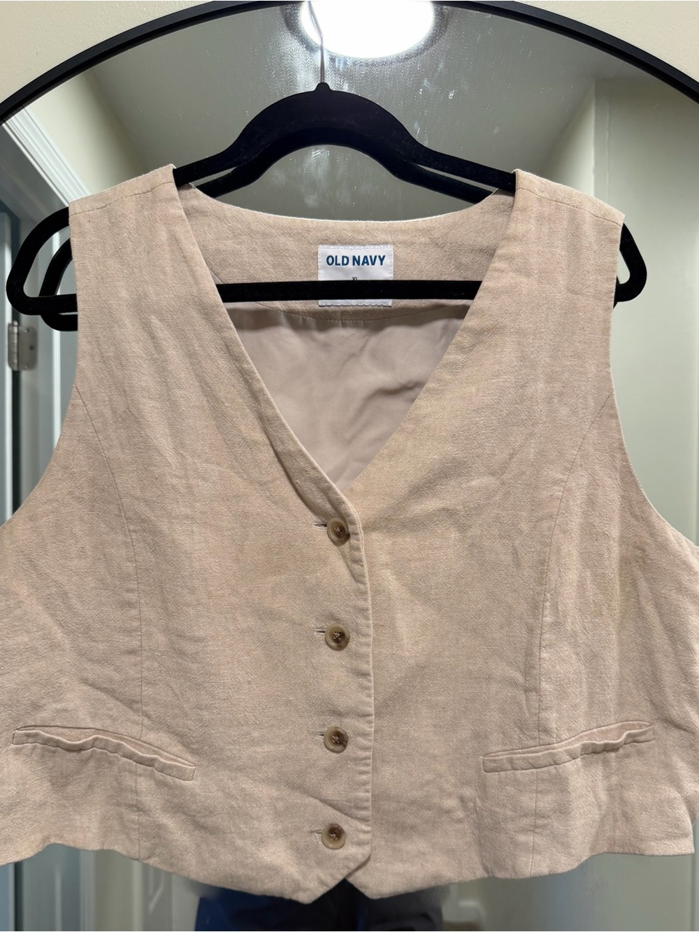 Old Navy Linen-Blend Button Front Vest | XL
